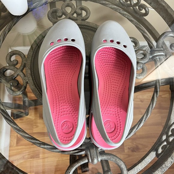 Crocs Skylar Tone Slingback Flat Slip‎ On Shoes Women's Size 7 Gray Pink EUC! - Picture 5 of 8